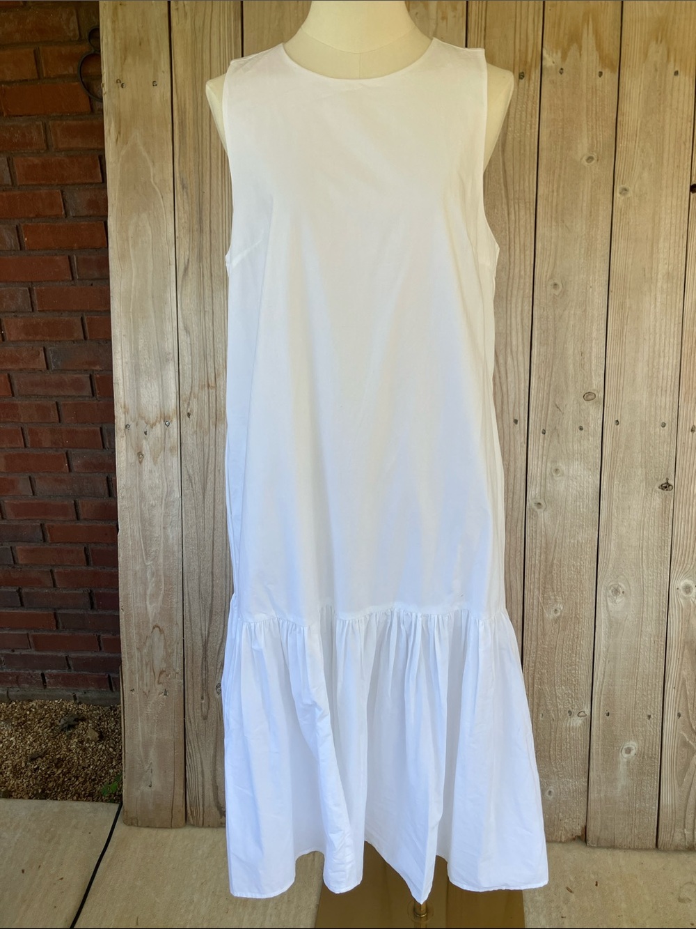 Women's White Sleeveless Maxi Dress - Classic A-Line Tiered Hem